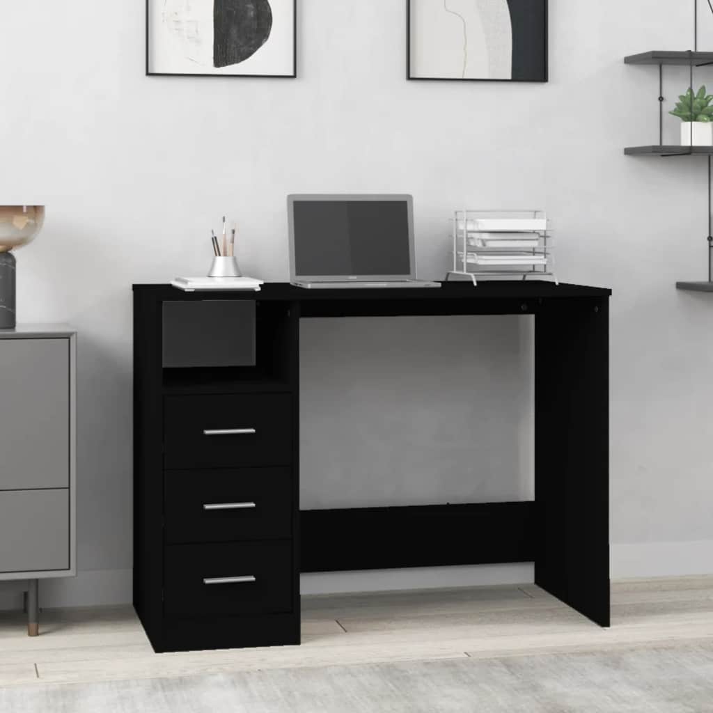 vidaXL Stolík so zásuvkami čierny 102x50x76 cm spracované drevo-1