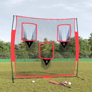vidaXL Prenosná baseballová sieť čiernočervená 183x105x183cm polyester-1