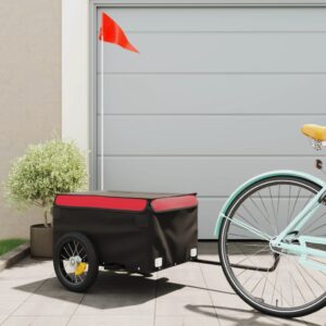 vidaXL Vozík za bicykel, čierno červený 30 kg, železo-1