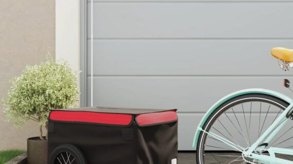 vidaXL Vozík za bicykel, čierno červený 30 kg, železo-1