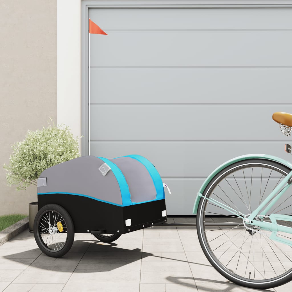 vidaXL Vozík za bicykel, čierno modrý 30 kg, železo-1