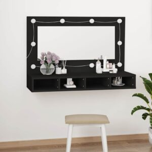vidaXL Zrkadlová skrinka s LED čierna 90x31,5x62 cm-1