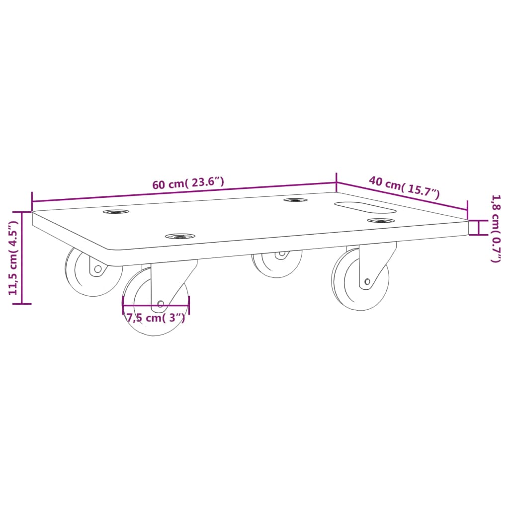 vidaXL Transportné vozíky 2 ks, obdĺžnikové 60x40x11,5 cm 250 kg-9