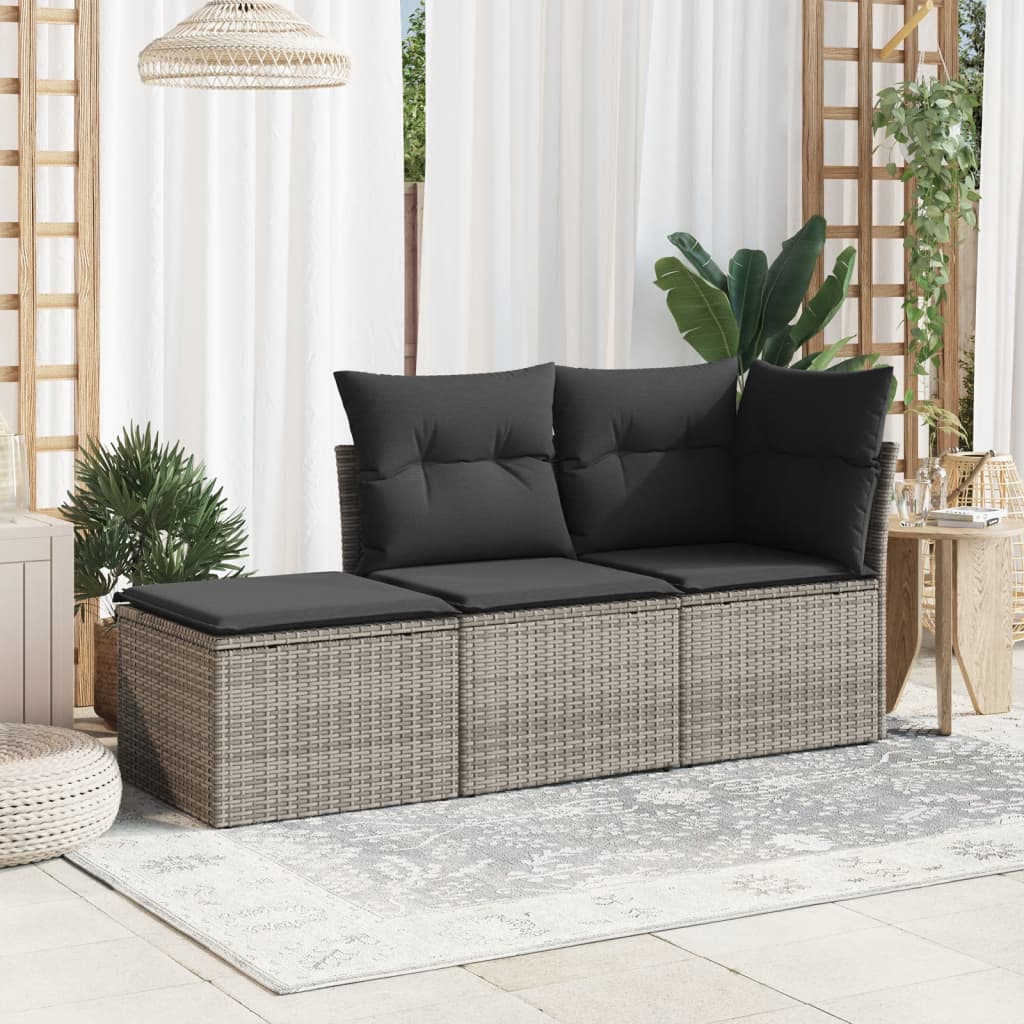 vidaXL Záhradná taburetka s vankúšom sivá 55x55x37 cm polyratan-3