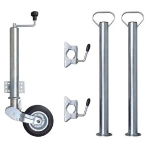 vidaXL Oporné koleso na príves 60 mm, 2 oporné tyče a 2 delené svorky-1
