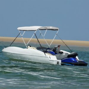 vidaXL Strieška Bimini s 3 oblúkmi a sieť. stenami 183x(137-152)x137cm-1