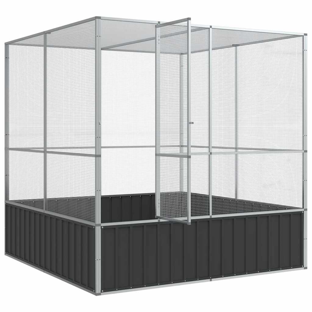 vidaXL Voliéra strieborná 211x207x212 cm oceľ-7