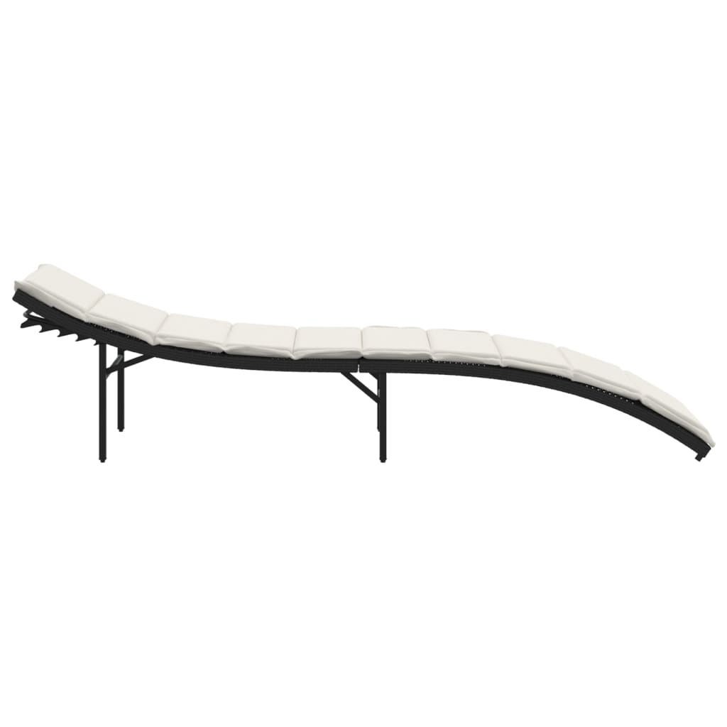 vidaXL Záhradné ležadlo s vankúšom čierne 55x199x50 cm polyratan-5