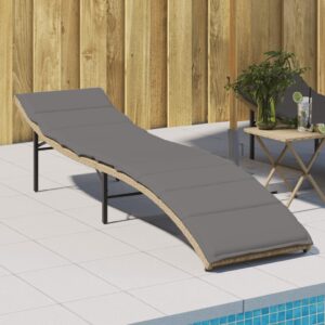 vidaXL Záhradné ležadlo s vankúšom béžové 55x199x50 cm polyratan-1
