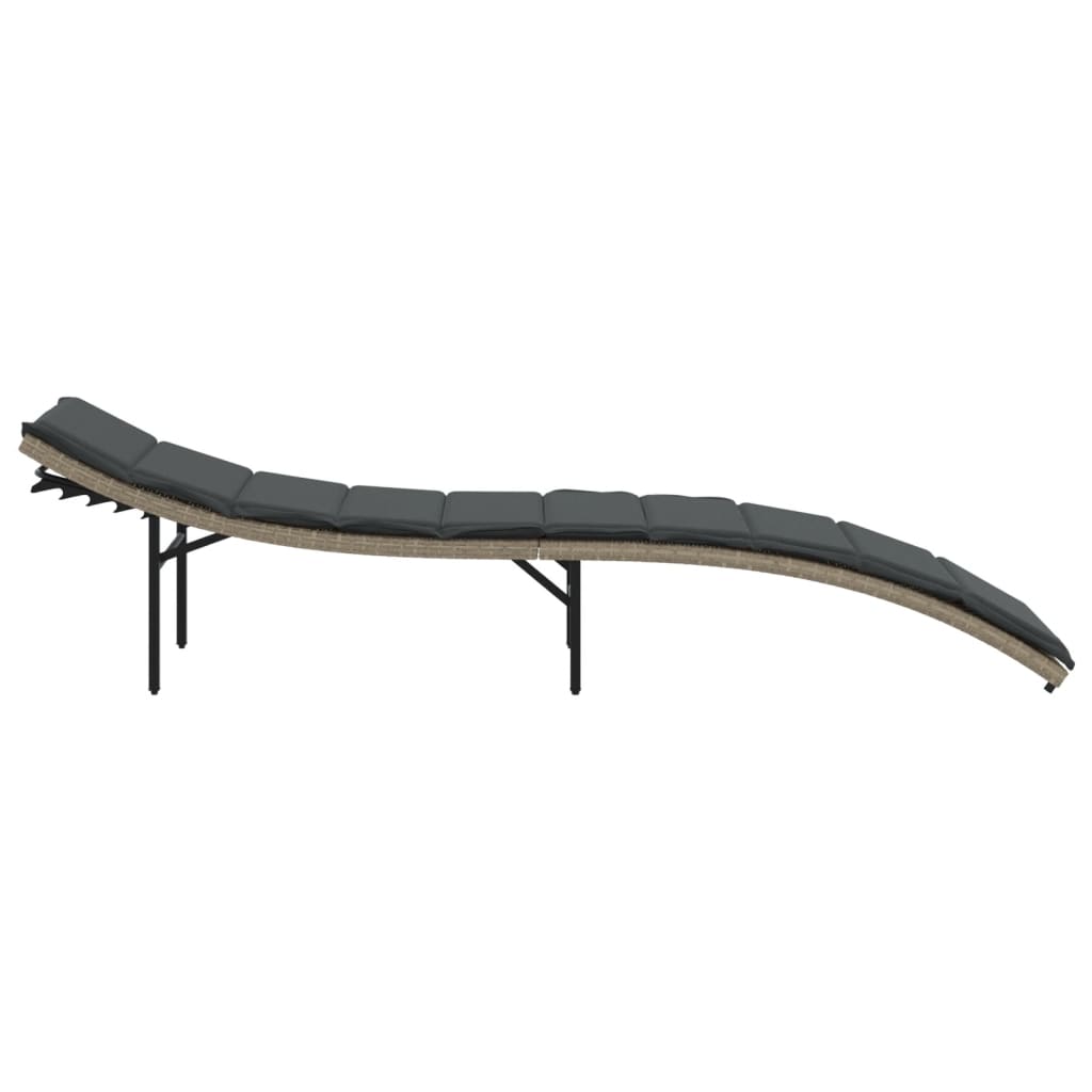 vidaXL Záhradné ležadlo s vankúšom svetlosivé 55x199x50 cm polyratan-5
