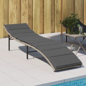 vidaXL Záhradné ležadlo s vankúšom svetlosivé 55x199x50 cm polyratan-1