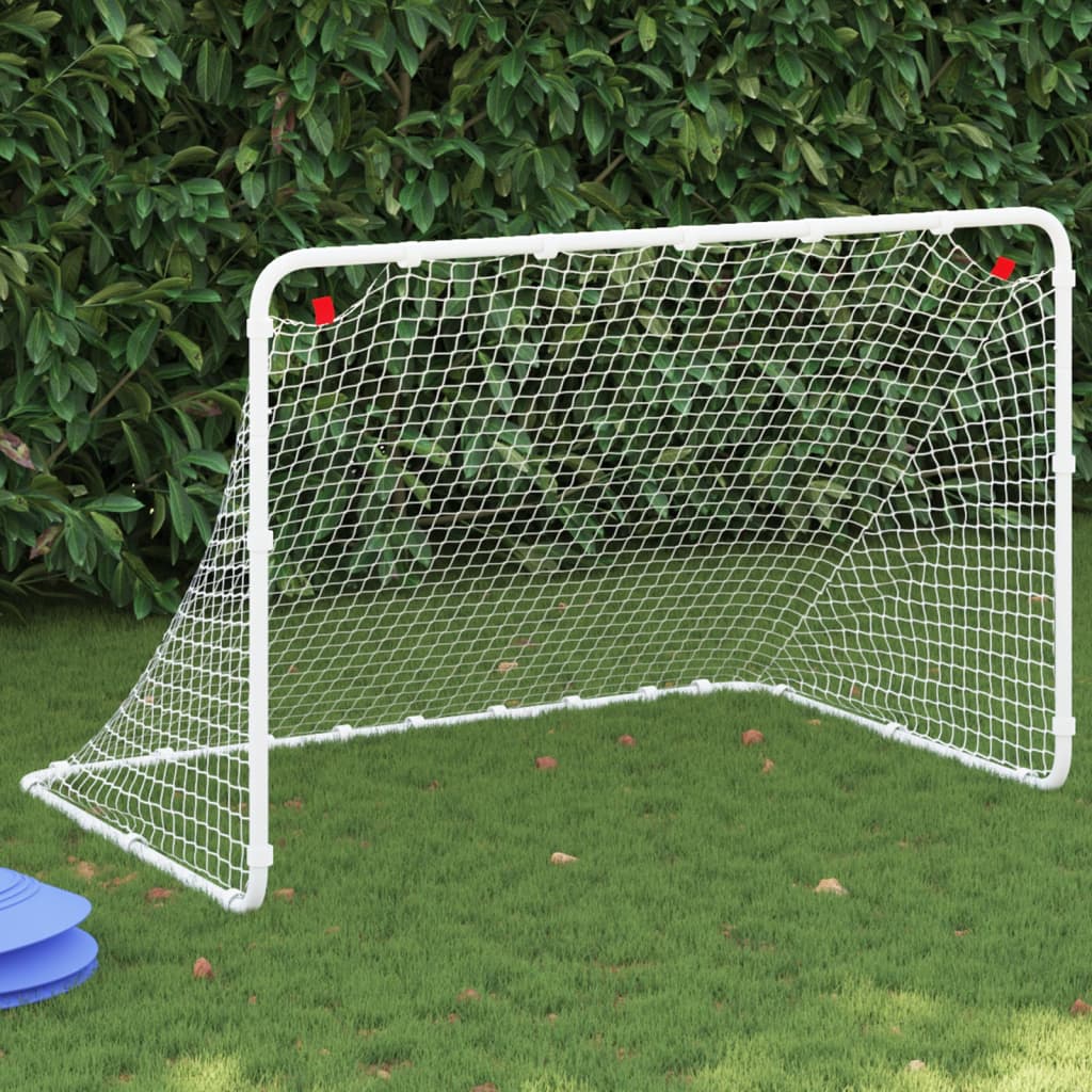 vidaXL Futbalová bránka biela 122x81x81 cm oceľová-1