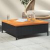 vidaXL Záhradný stôl čierny 70x70x25 cm ratan a akáciový masív-1