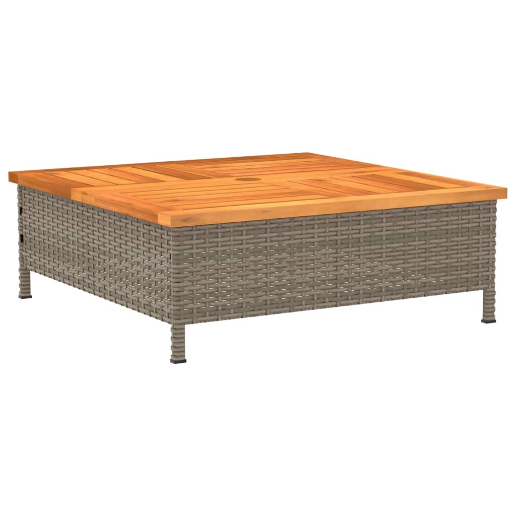 vidaXL Záhradný stôl sivý 70x70x25 cm ratan a akáciový masív-7