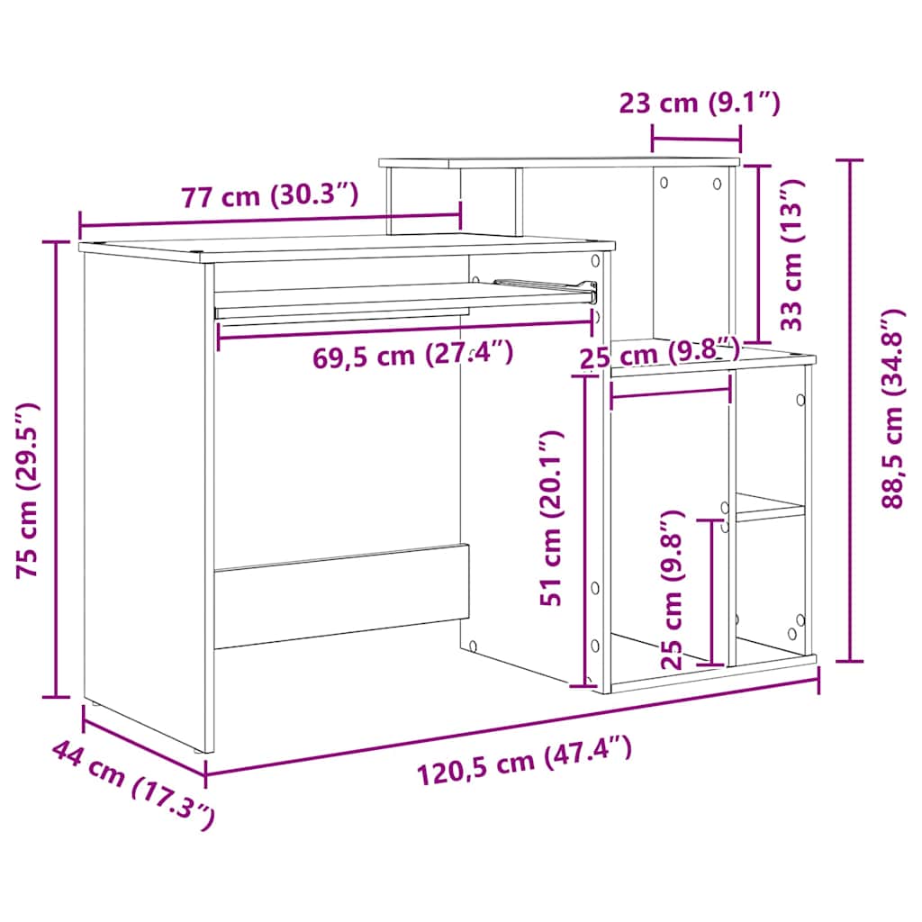 vidaXL Stôl Biela Kompozitné drevo 120,5 x 44 x 88,5 cm-16
