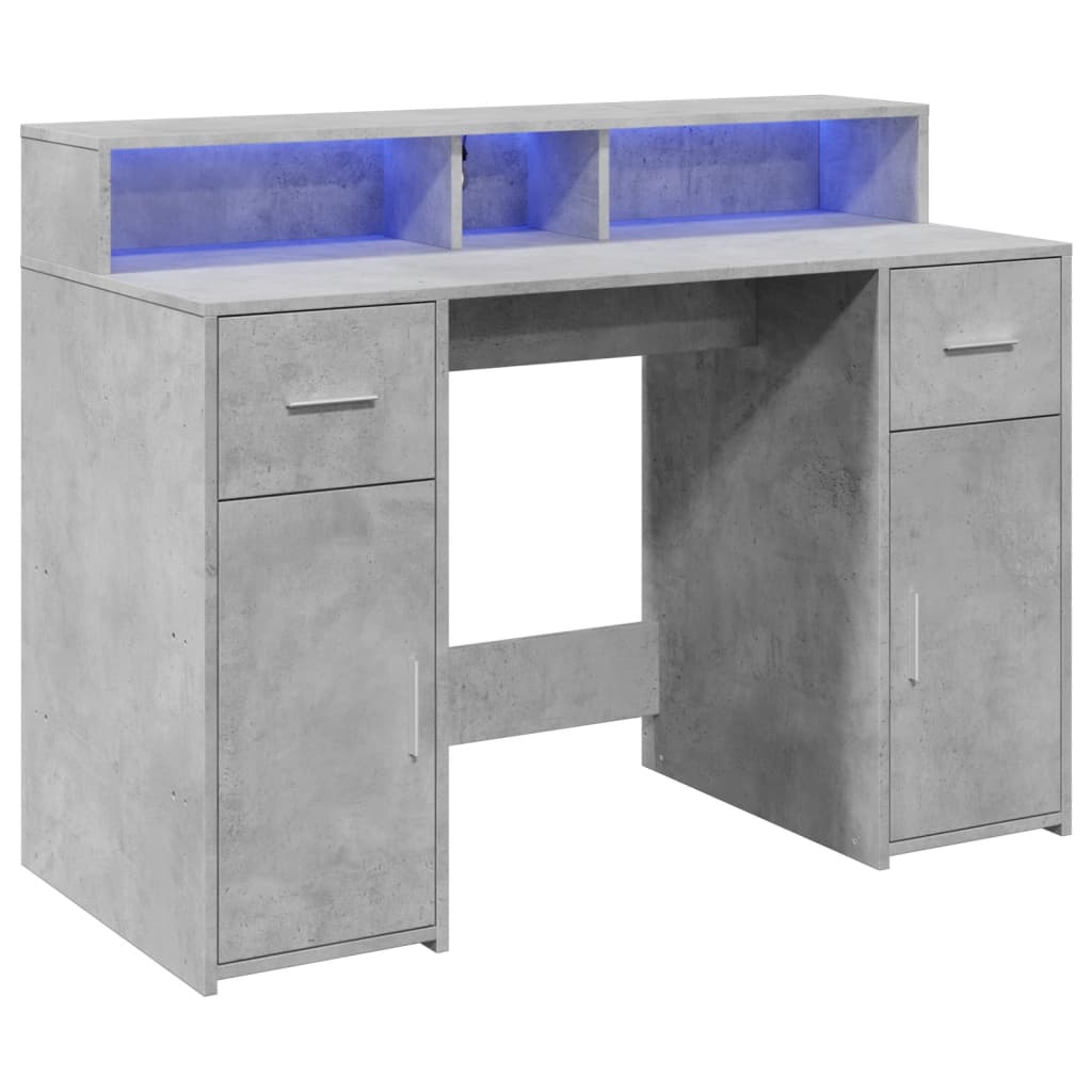 vidaXL Stôl s LED svetlami betónovo sivý 120x55x91 cm kompozitné drevo-5