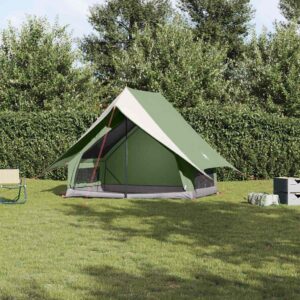 vidaXL Rodinný stan so strechou Zelená a biela 220 x 220 x 184 cm-1