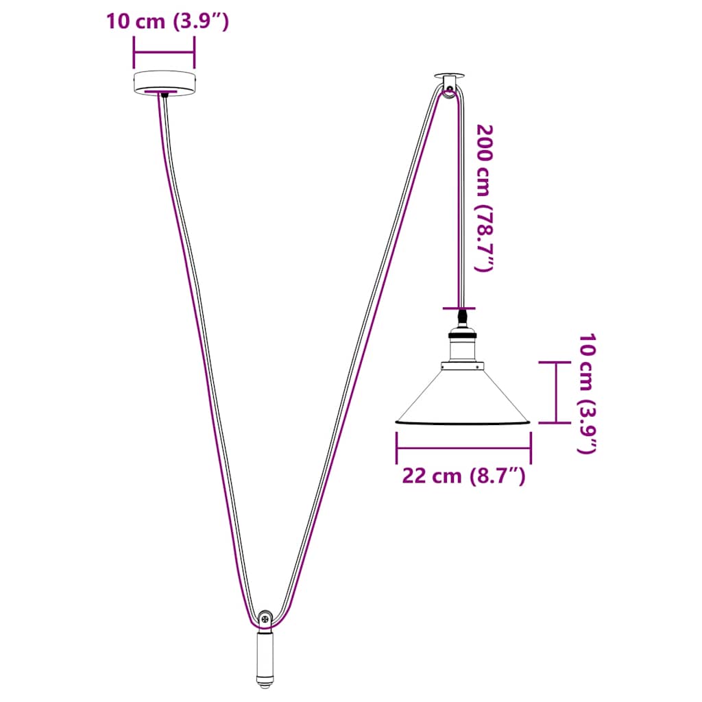 VidaXL Závesná lampa výškovo nastaviteľná E27 lesk tmavomodrá Ø 22 cm-11
