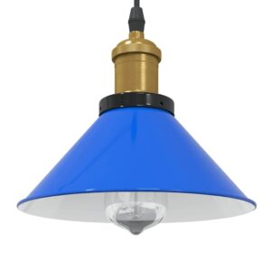 VidaXL Závesná lampa výškovo nastaviteľná E27 lesk tmavomodrá Ø 22 cm-1
