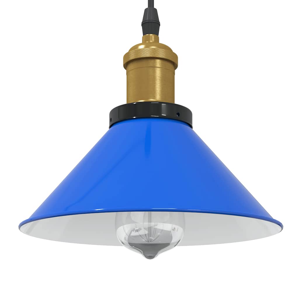 VidaXL Závesná lampa výškovo nastaviteľná E27 lesk tmavomodrá Ø 22 cm-1