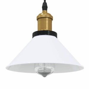 VidaXL Závesná lampa výškovo nastaviteľná E27 lesk biela Ø 22 cm kov-1