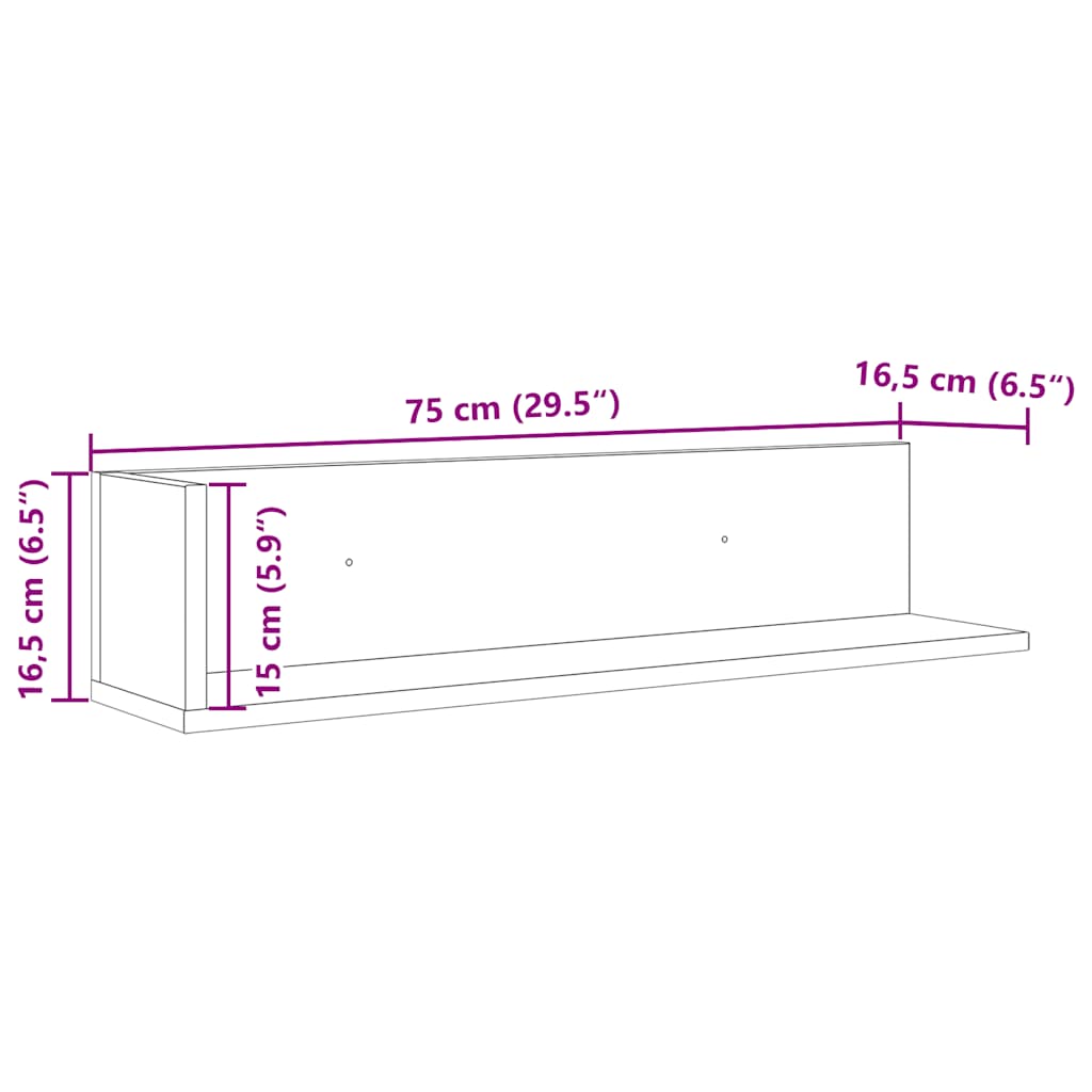 vidaXL Nástenné police 2 ks biele 60x11,5x18 cm kompozitné drevo-11