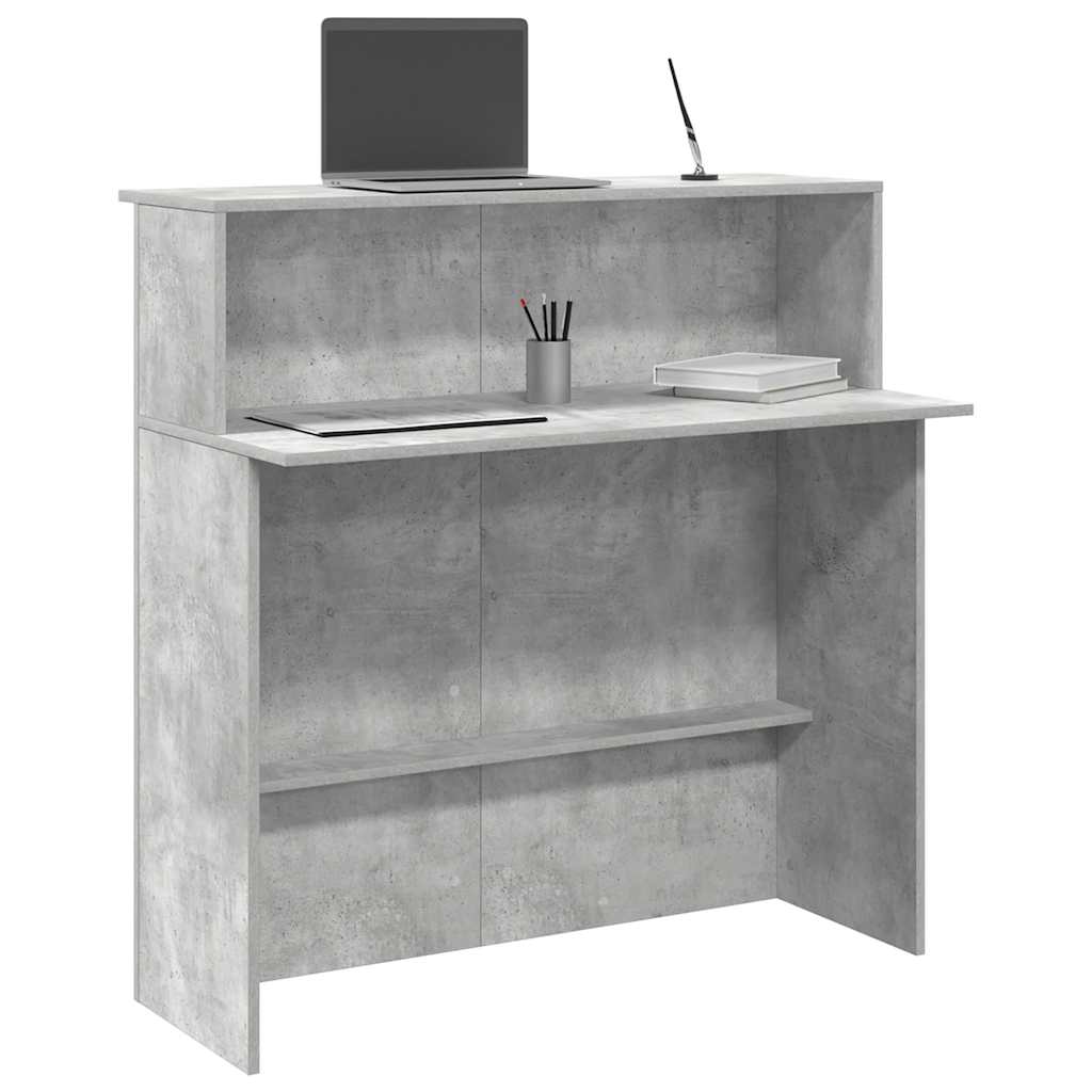 vidaXL Recepčný stôl betónovo sivý 100x50x103,5 cm kompozitné drevo-1