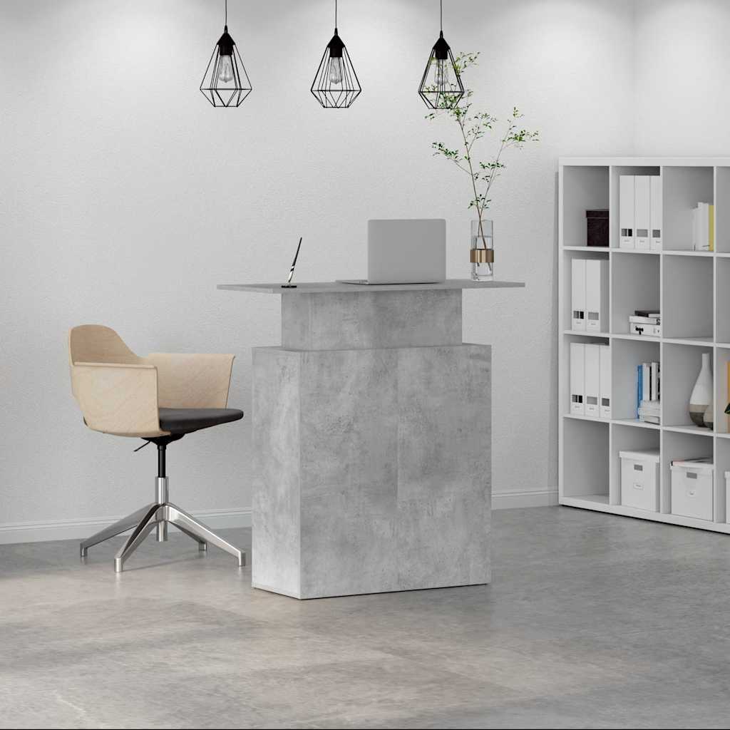 vidaXL Recepčný stôl betónovo sivý 100x40x104 cm kompozitné drevo-3