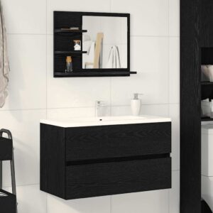 vidaXL Kúpeľňové zrkadlo, čierne dub 60x10,5x45 cm, kompozitné drevo-1