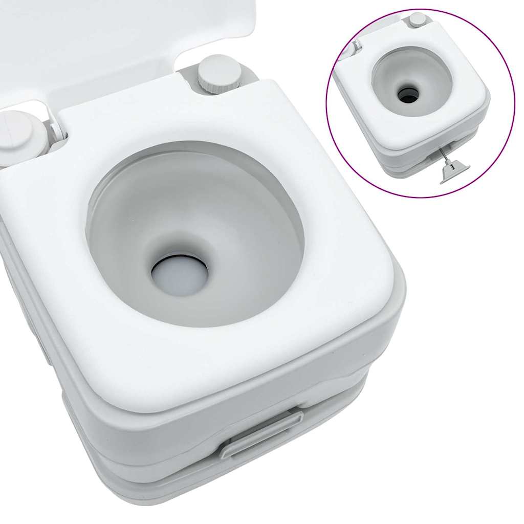 vidaXL Kempingové WC Šedý a biely 41,5 x 36,5 x 30 cm Polyetylén-5