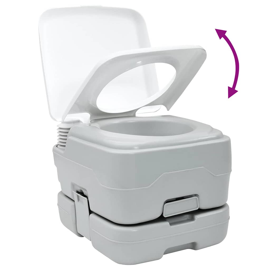 vidaXL Kempingové WC Šedý a biely 41,5 x 36,5 x 30 cm Polyetylén-9