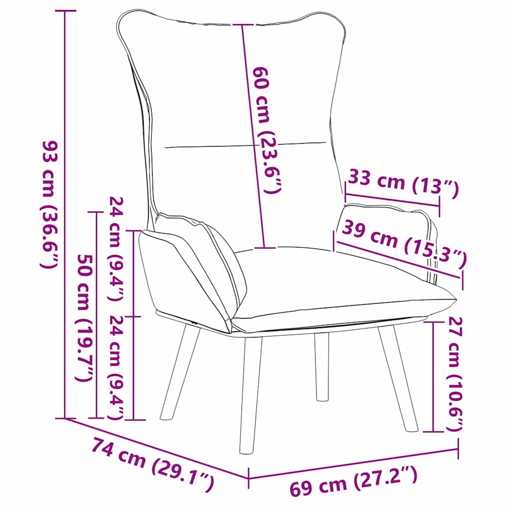 vidaXL kreslo Čierna 69 x 74 x 93 cm Tkanina a preglejka-9
