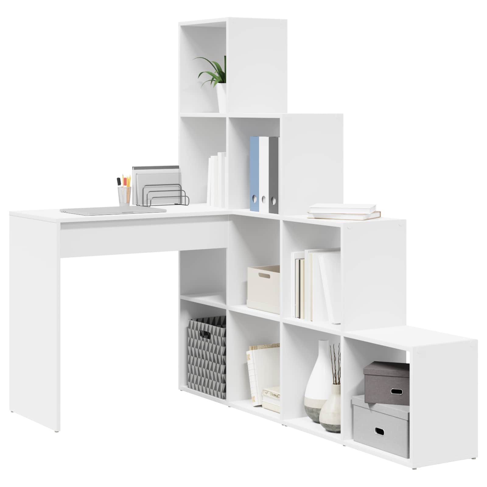 vidaXL Rohový stôl Biela Kompozitné drevo 101,5 x 149,5 x 149,5 cm-3