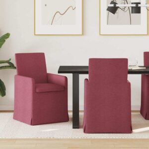 vidaXL Jedálenské stoličky 2 ks látka vínovo červená 57 x 67 x 95 cm-1
