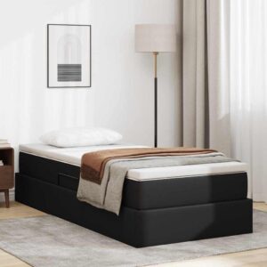vidaXL Postel s úložným prostorem a matrací Čierna 90 x 190 cm-1