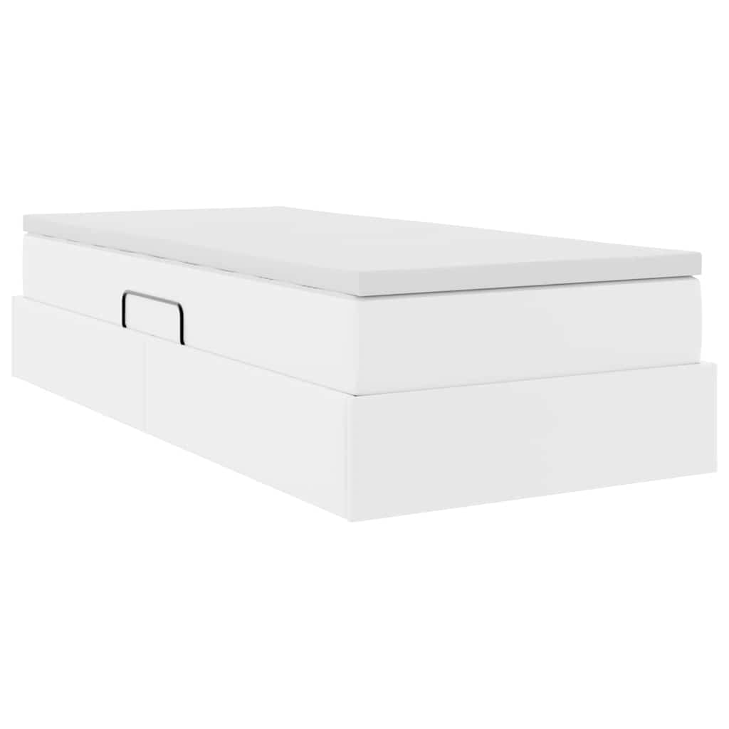 vidaXL Postel s úložným prostorem a matrací Biela 90 x 190 cm-5
