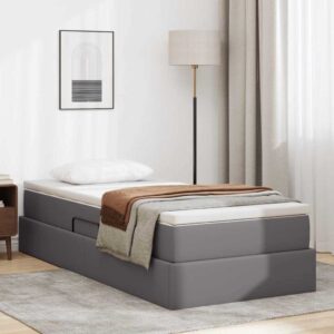 vidaXL Postel s úložným prostorem a matrací Sivá 90 x 190 cm-1