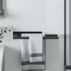 vidaXL Držiak na uteráky Čierna 40 x 9 x 4 cm Nehrdzavejúca oceľ-1