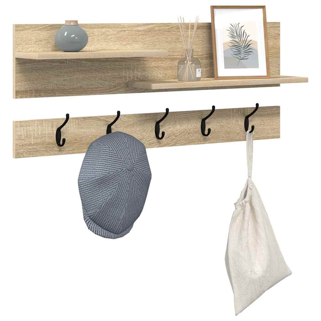 vidaXL Vešiak na stenu Nástenná montáž Sonoma dub 90 x 15 x 36 cm-3