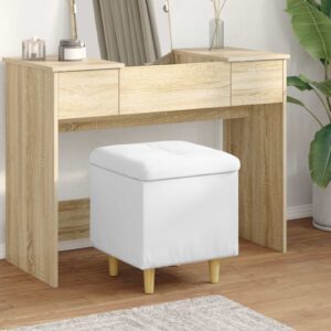 vidaXL Úložný taburet s vankúšom Biely 40 x 40 x 45 cm Umelá koža-1