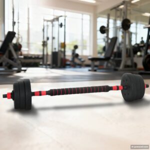 vidaXL 2-v-1 set činiek a činky 20 kg Čierna a červená-1