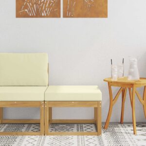 vidaXL Outdoor Hocker Pevné akáciové drevo Biela-1