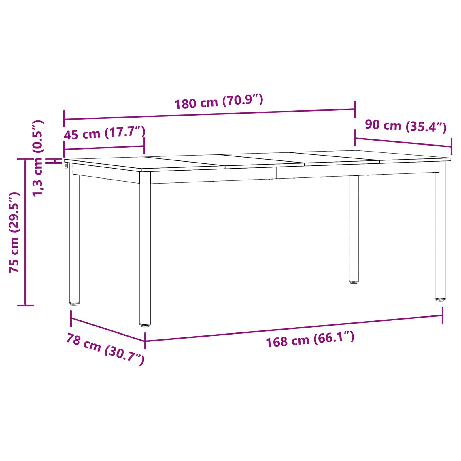 vidaXL Jedálenské stoly 180 x 90 x 75 cm Kompozitné drevo Obdĺžnikový-11