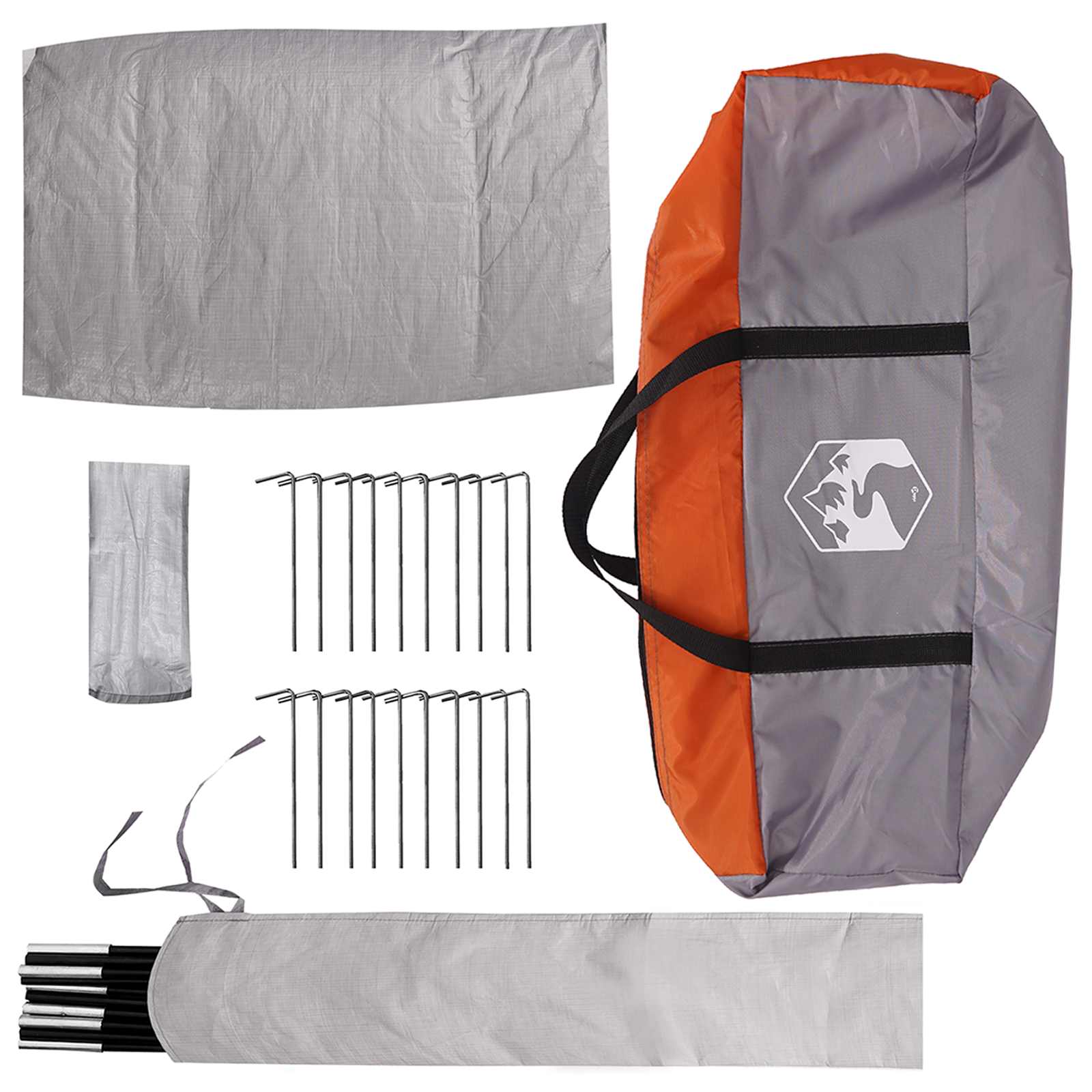 vidaXL Tipi stan Šedá a oranžová Pre 18 osôb Polyester a oceľ-7