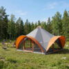 vidaXL Tipi stan Šedá a oranžová Pre 18 osôb Polyester a oceľ-1