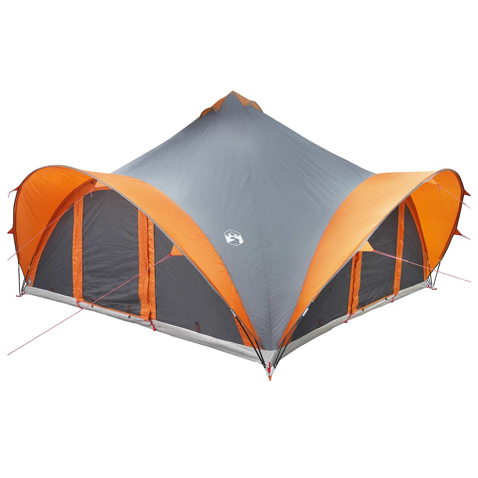 vidaXL Tipi stan Šedá a oranžová Pre 18 osôb Polyester a oceľ-3