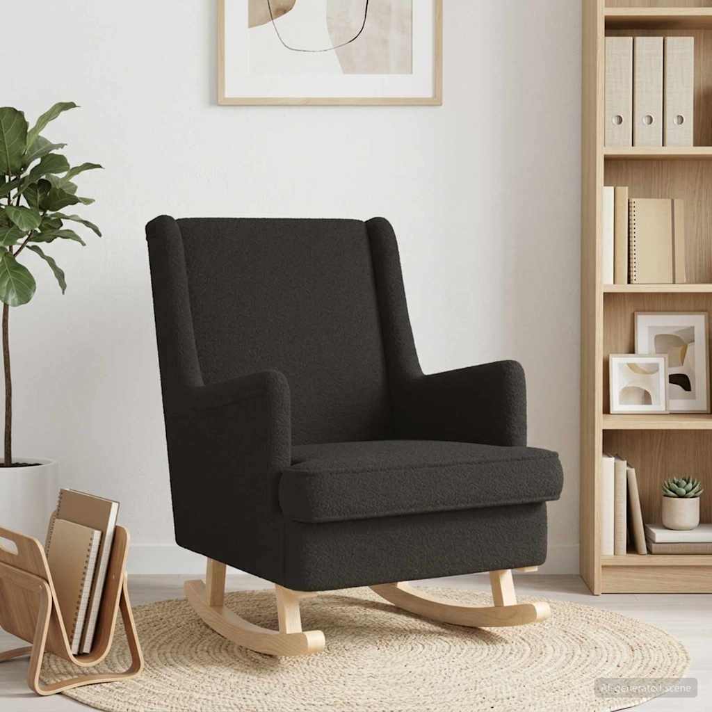 vidaXL Hojdacie kreslo Čierna 62 x 80 x 85 cm Bouclé-3