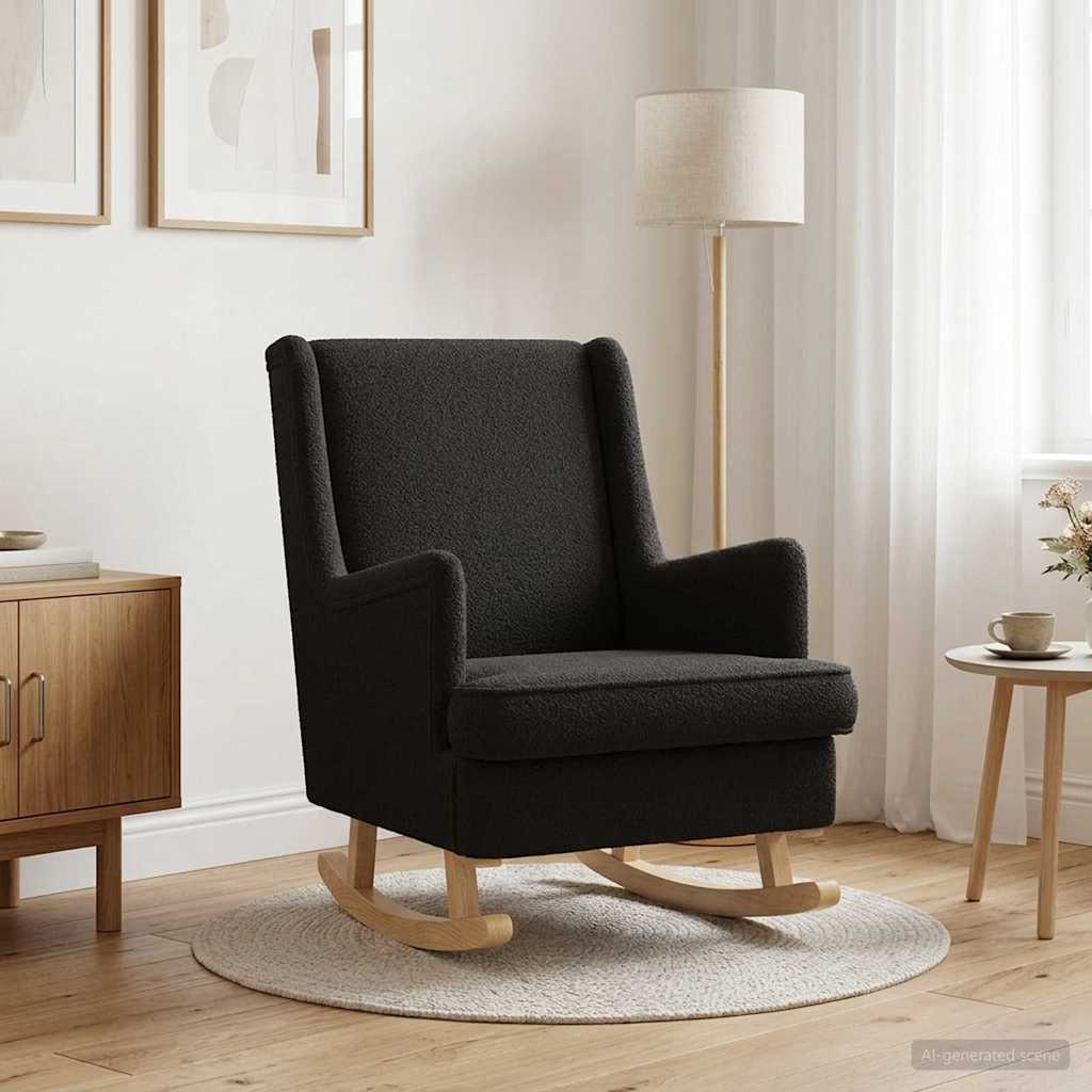 vidaXL Hojdacie kreslo Čierna 62 x 80 x 85 cm Bouclé-1