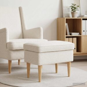 vidaXL Taburetka Krémová 55 x 35 x 41 cm Bouclé-1