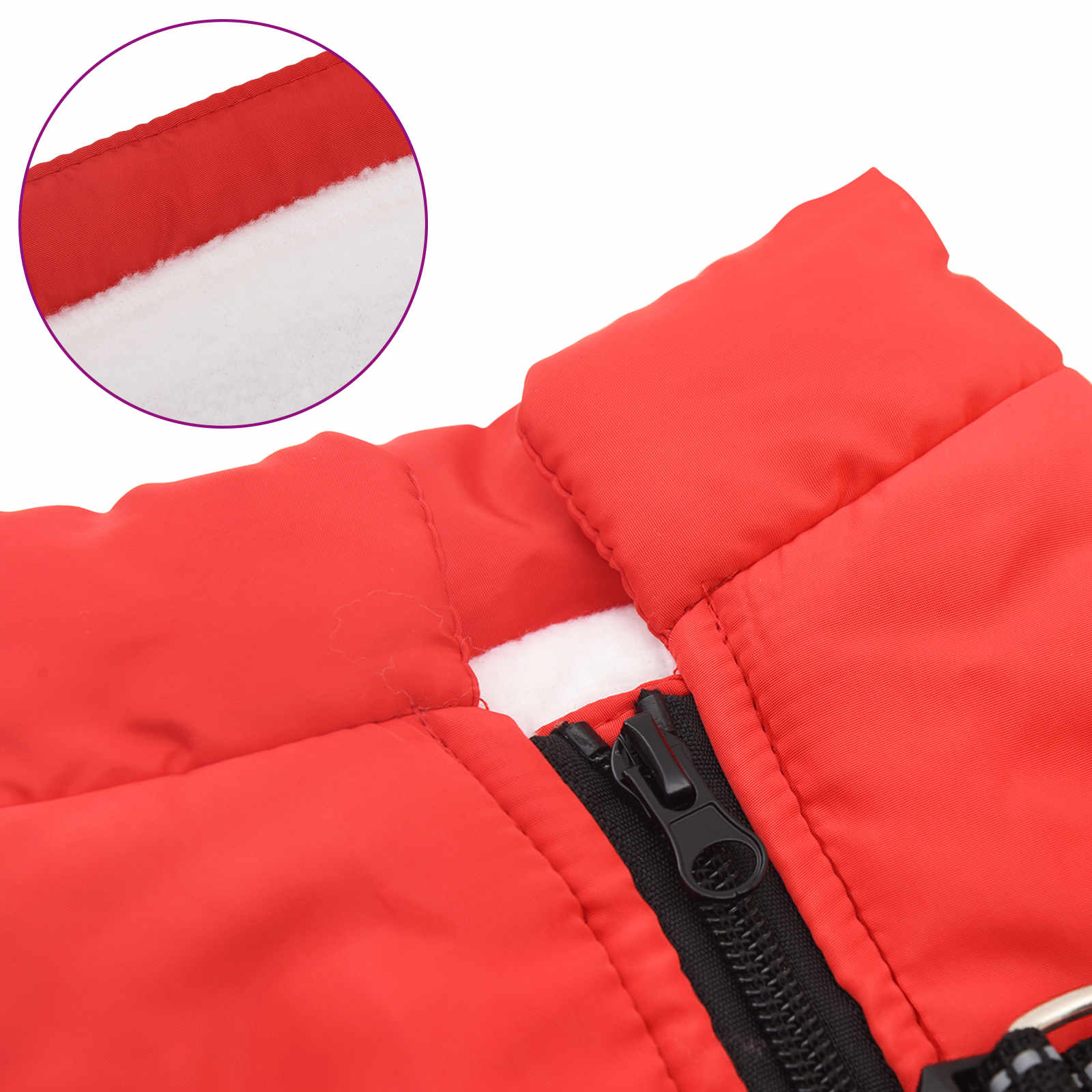 vidaXL Psí kabát Červená L28 Flís a polyester-7